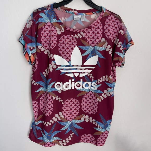 ADIDAS x FARM Rio Pineapple Print Boxy Tee Shirt Size XS Streetwear - Picture 3 of 6